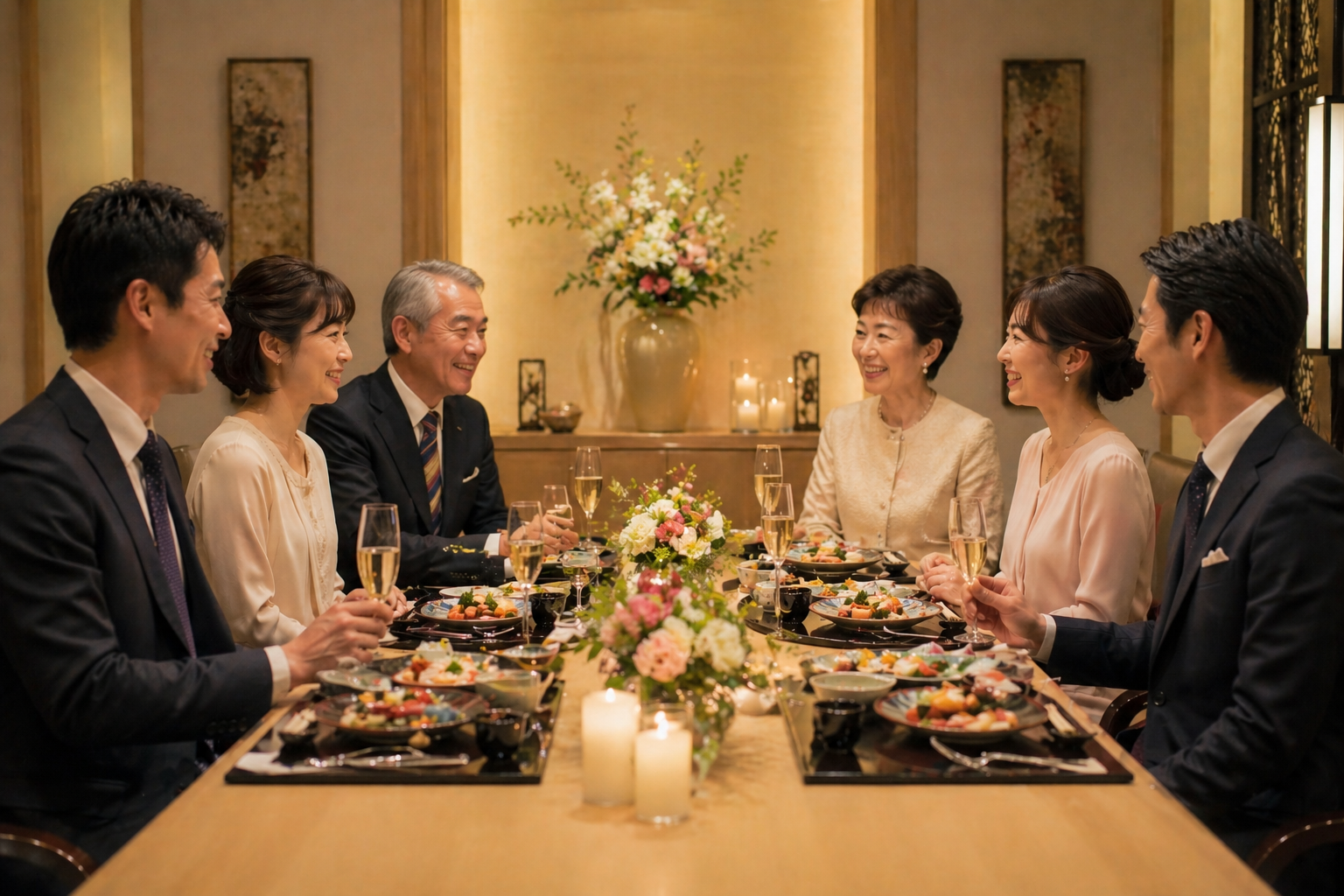 両家顔合わせの食事風景