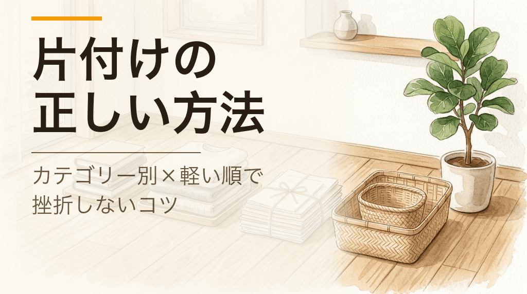 片付けは正しい順番でカテゴリー別に進める｜服の断捨離から始める5ステージのイメージイラスト